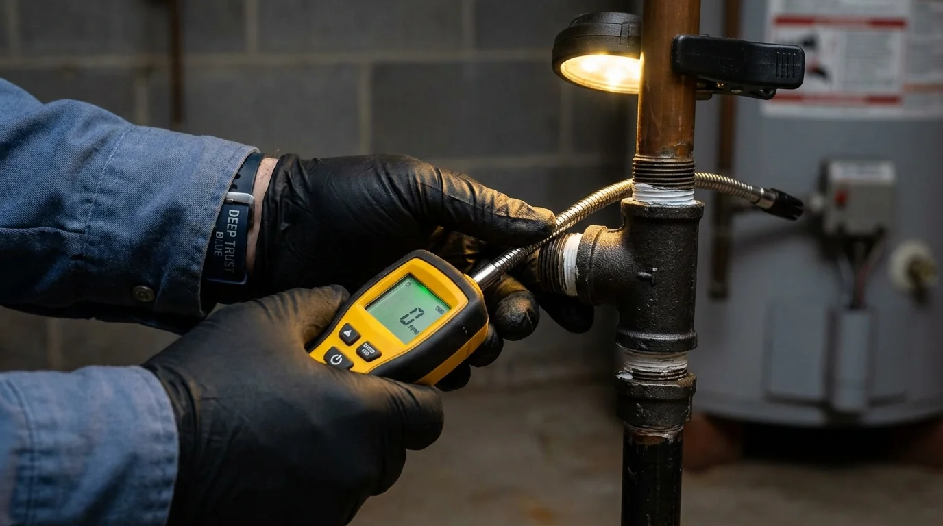 Gas leak detection with electronic sniffer by Johns Plumbing LLC in Delavan